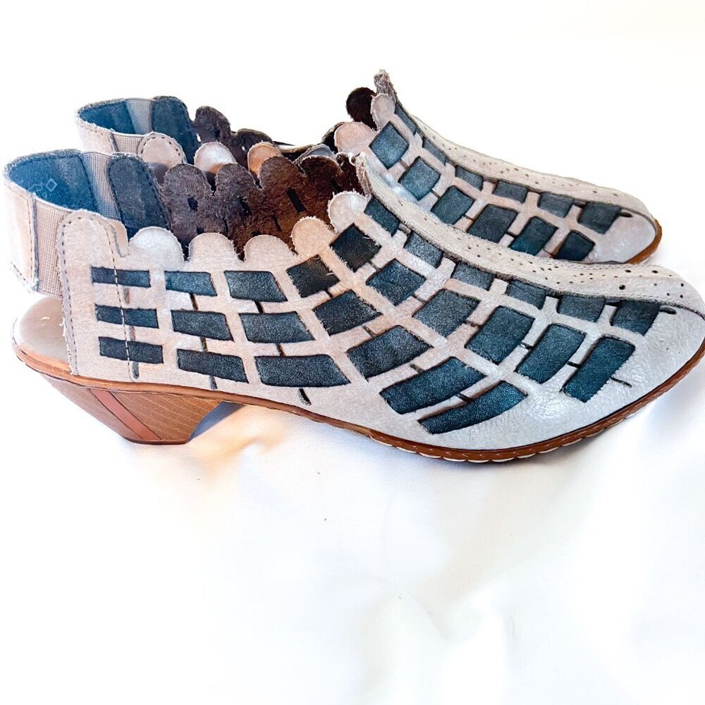 Rieker Sina 78 Woven Leather Closed Toed Slingback Pump Size 41/10 - Picture 6 of 13